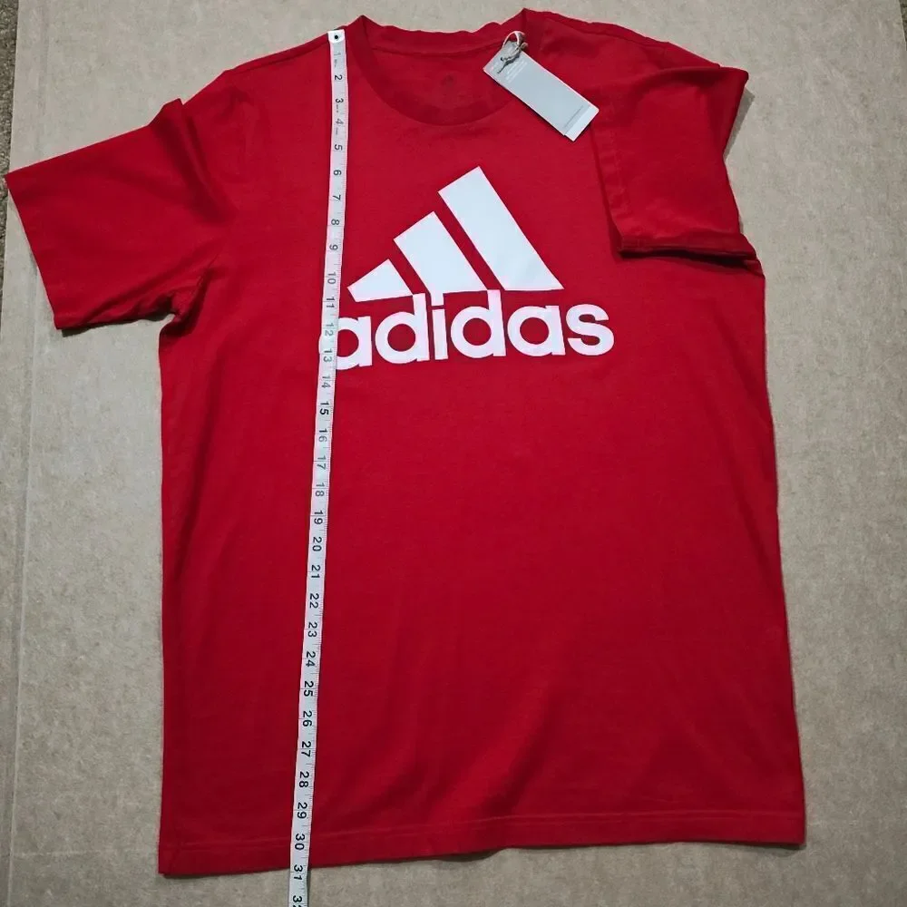 Adidas Men's Red Big Logo Short Sleeve T-Shirt #C